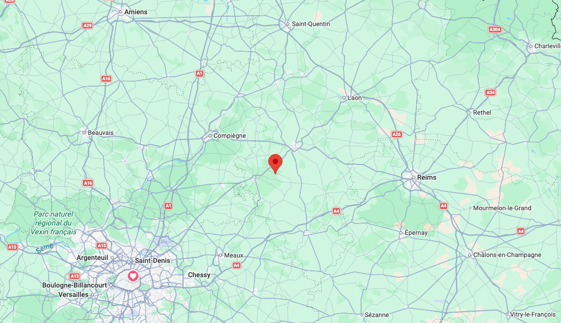Access and location map for the Longpont property near Paris, CDG Airport and Villers-Cotterets